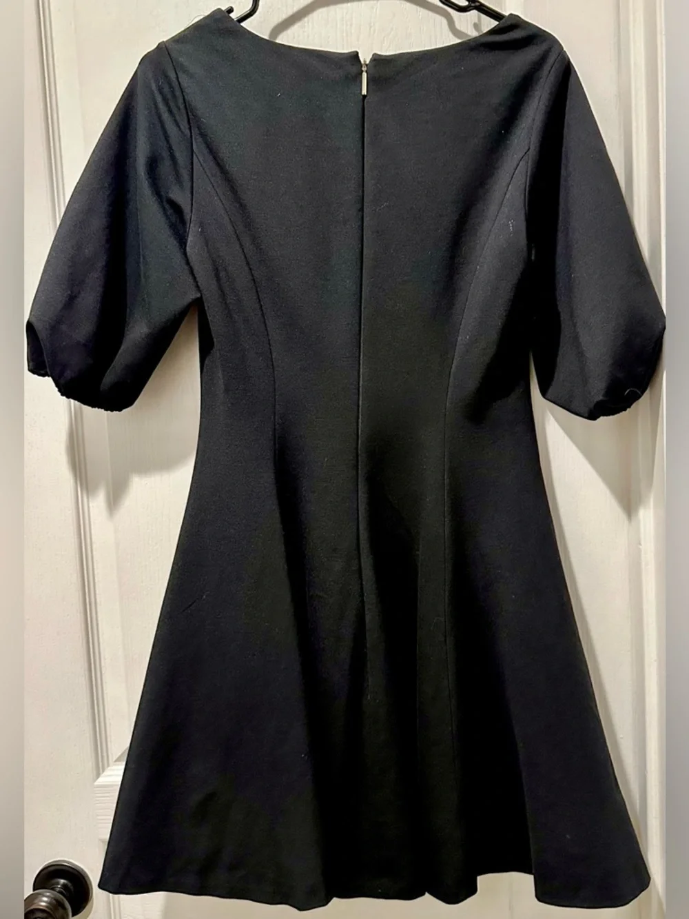 Kate Spade New York Ponte Puff Sleeve Fit & Flare LBD Black Mini Dress ZB14